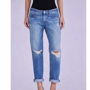 Rag & Bone Distressed BOYFRIEND JEAN jeans, MOSS W/HOLES